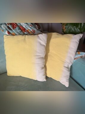 Soft Yellow & White Ombre Accent Pillow Pair